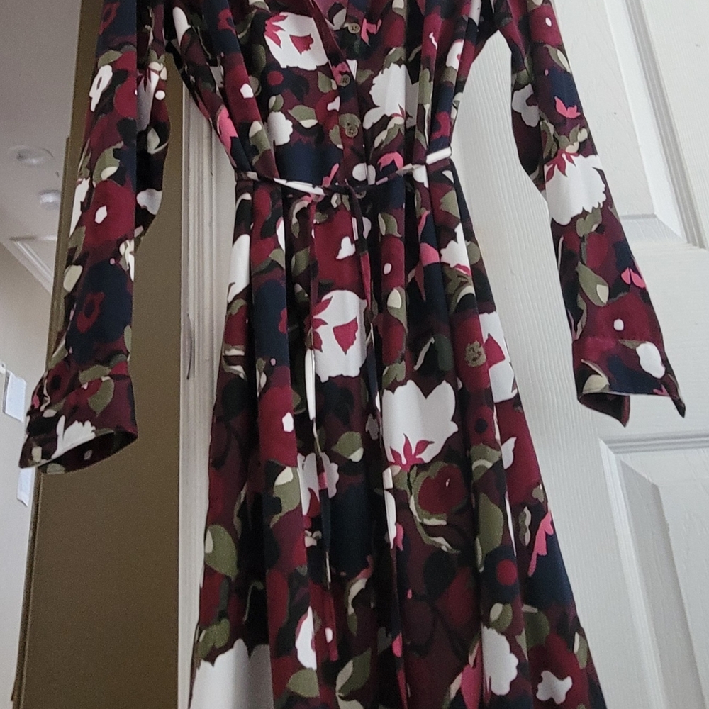 Red Fit and Flare Long Sleeve Dress for Wedding Guest